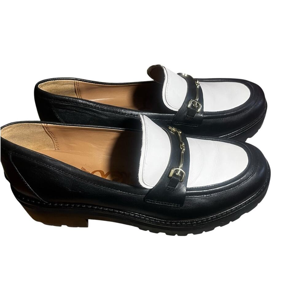Sam Edelman Women's Tully Black and White Loafers Lug Sole Sz 7 Leather - Picture 2 of 10